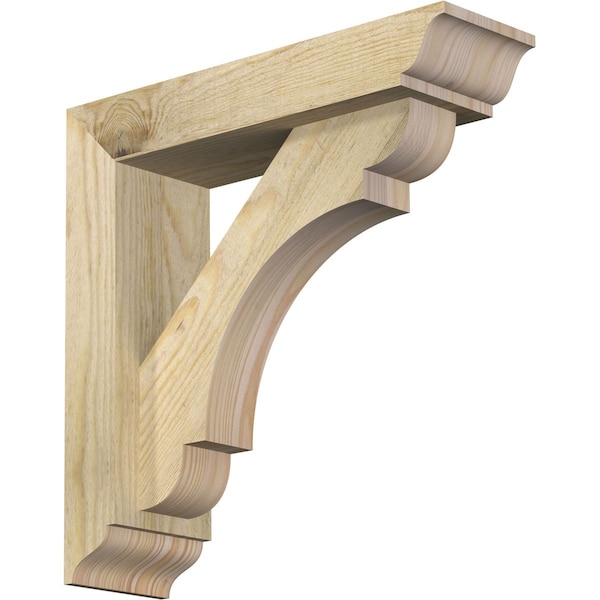 Ekena Millwork Olympic Traditional Rough Sawn Bracket w/ Offset Brace, Douglas Fir, 4"W x 14"D x 14"H BKT0402X14X14OLY01RDF - main